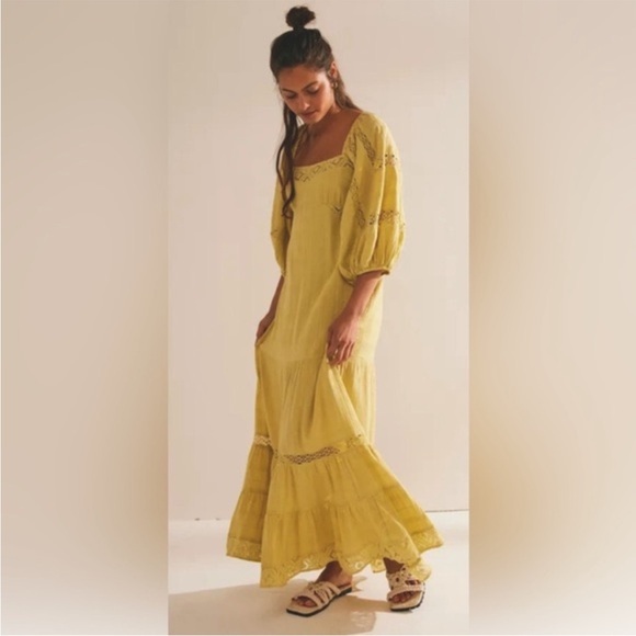 Free People Dresses & Skirts - Free People All The Attitude Maxi Dress in Yellow/Green Size XS